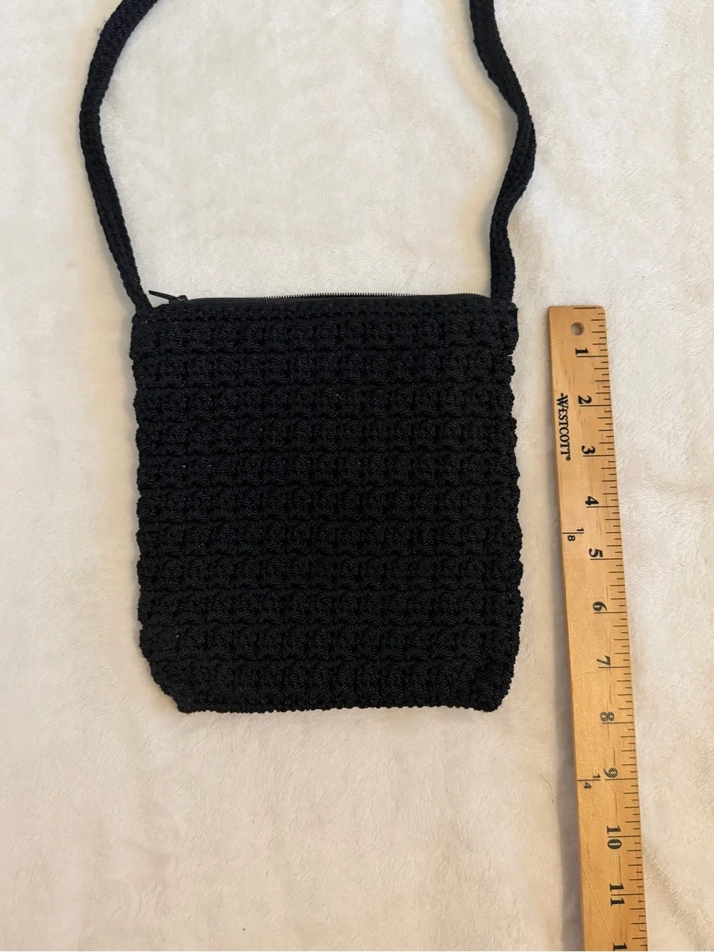 Black Crochet Crossbody Bag - Unbranded